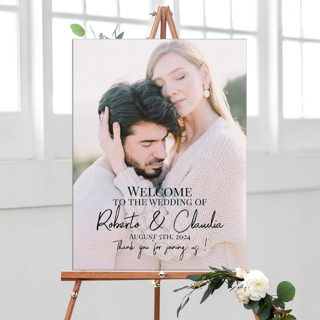 Póster Elegante bienvenida de boda con foto (Subido por el creador)