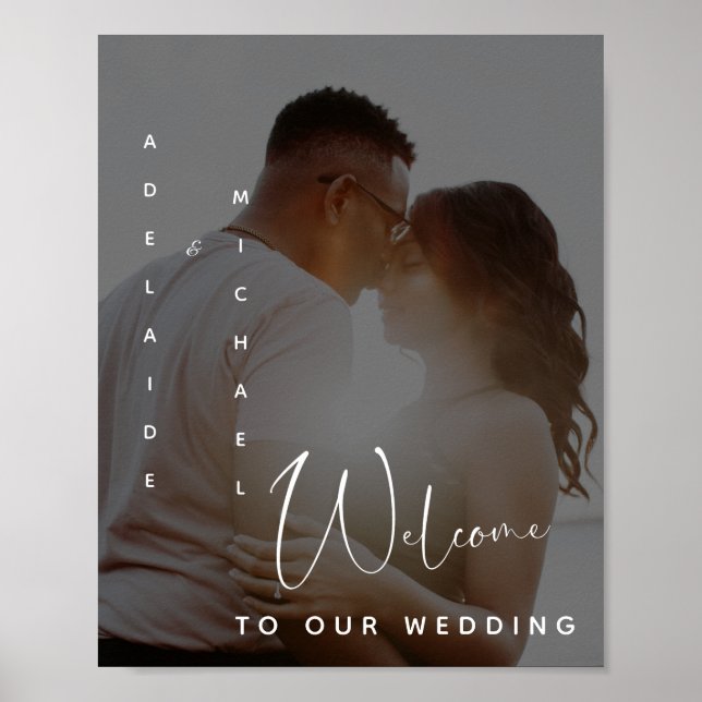 Póster Elegante Bienvenida de Boda con Foto Personalizada (Frente)