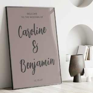 Póster Elegante Bienvenida de Boda Moderna en Taupe y Gri