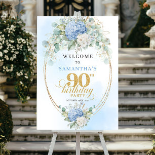Póster Elegante Bienvenida de Cumpleaños 90 en Acuarela A