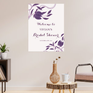 Póster Elegante Bienvenida de Ducha de Novia de Púrpura d
