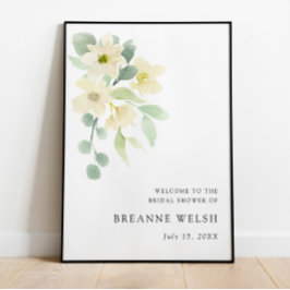 Póster Elegante Bienvenida de Ducha Nupcial con Acuarela 
