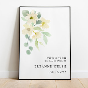 Póster Elegante Bienvenida de Ducha Nupcial con Acuarela