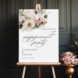 Póster Elegante bienvenida de fiesta de compromiso floral