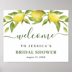 Póster Elegante bienvenida de la DUCHA BRIDAL Lemons Gree