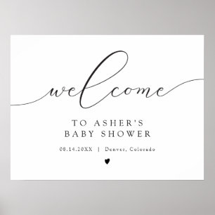 Póster Elegante Bienvenida de Letra de Caligrafía para Ba