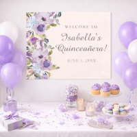 Elegante Bienvenida de Quinceañera Floral Azul Lil