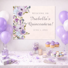 Elegante Bienvenida de Quinceañera Floral Azul Lil