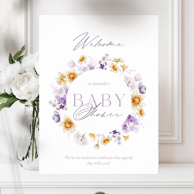 Póster Elegante bienvenida Floral a Baby Shower (Subido por el creador)