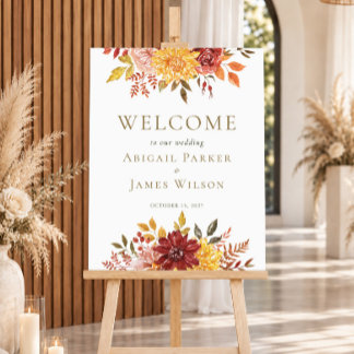 Póster Elegante Bienvenida Floral de Acuarela de Otoño pa