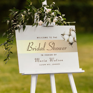 Póster Elegante Bienvenida Floral Dorada para Bridal Show
