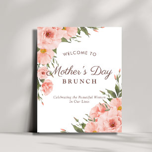 Póster Elegante Bienvenida Floral Rosa al Brunch del Día 