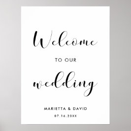 Póster Elegante Bienvenido a nuestro cartel de boda