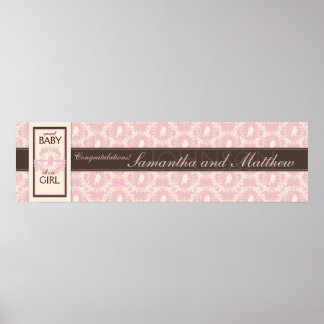 Póster Elegante Bird Damask Imprimir Chica de banner Baby