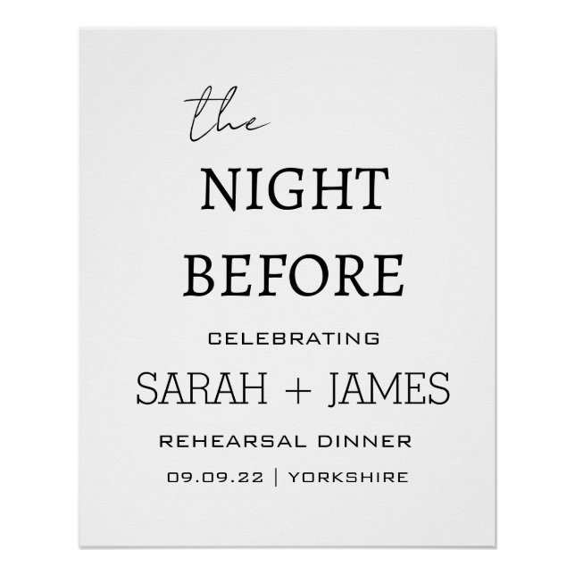 Póster Elegante blanco la noche antes de la cena de ensay (Anverso)