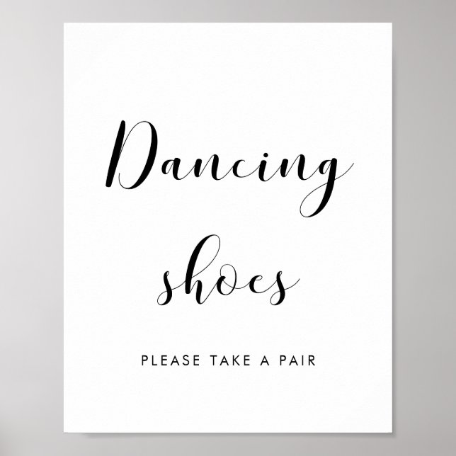 Póster Elegante blanco y negro Zapatos de baile boda cart (Frente)