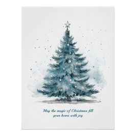 Póster Elegante Blue and Silver Winter Wonderland