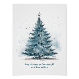 Póster Elegante Blue and Silver Winter Wonderland