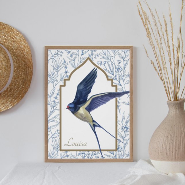 Póster Elegante Blue Bird Woodland Sparrow Personalizado  (Subido por el creador)