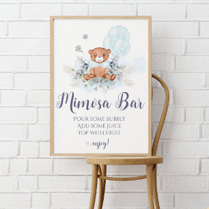 Póster Elegante Blue Boy Teddy Bear Mimosa Bar