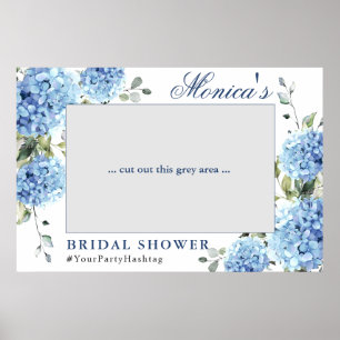 Póster Elegante Blue Hydrangea Bridal Shower Prop