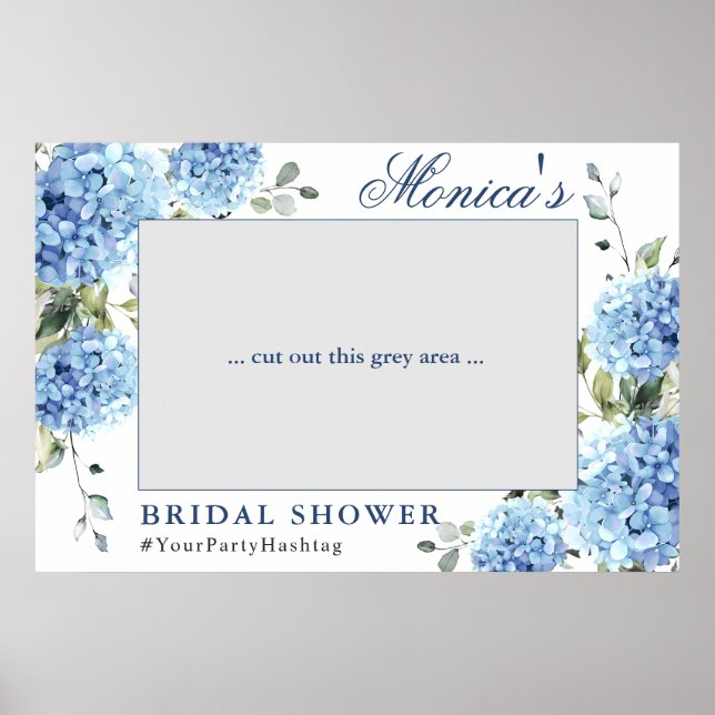 Póster Elegante Blue Hydrangea Bridal Shower Prop (Frente)