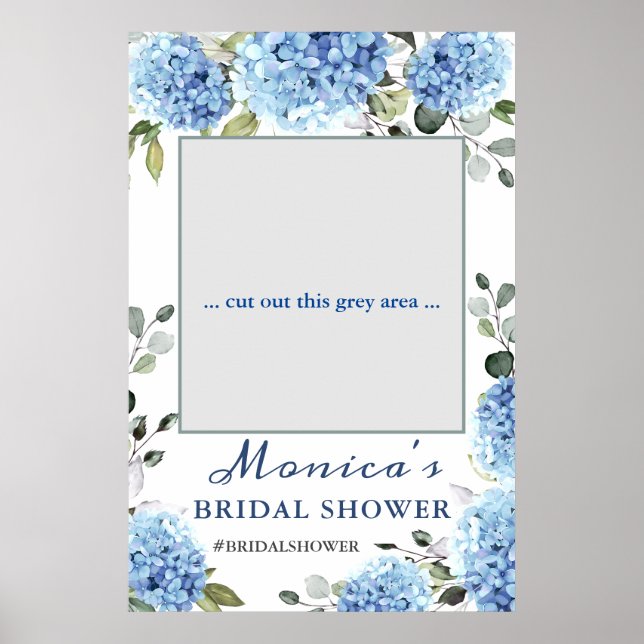 Póster Elegante Blue Hydrangea Bridal Shower Prop (Frente)