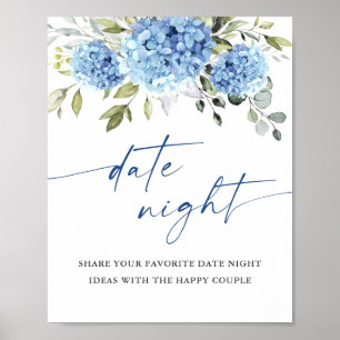 Póster Elegante Blue Hydrangea Date Noche Ideas Boda