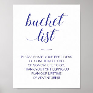 Póster Elegante Boda azul de la Marina Lista de cubo Idea