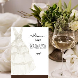 Póster Elegante Boda blanco sencillo Rótulo bar Mimosa