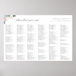 Póster Elegante Boda Botánico Azul Claro