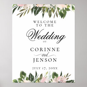 Póster Elegante Boda botánico Dusty Mauve Bienvenida