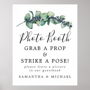 Póster Elegante Boda botánico Rótulo de la cabina fotográ