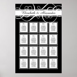 Póster Elegante Boda clásico 16 Tabla de asientos
