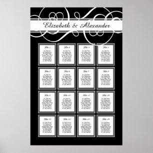 Póster Elegante Boda clásico 16 Tabla de asientos