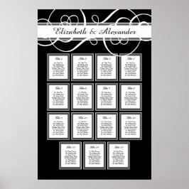 Póster Elegante Boda clásico de 15 asientos de mesa