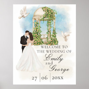 Póster Elegante boda con novia y Groom Gazebo