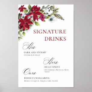 Póster Elegante Boda de bar de poinsettia roja Mimosa
