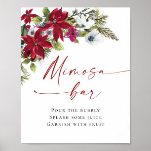 Póster Elegante Boda de bar de poinsettia roja Mimosa