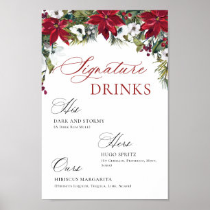 Póster Elegante Boda de bar de poinsettia roja Mimosa