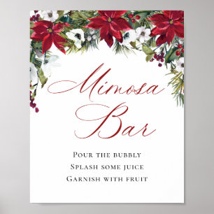 Póster Elegante Boda de bar de poinsettia roja Mimosa