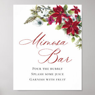 Póster Elegante Boda de bar de poinsettia roja Mimosa