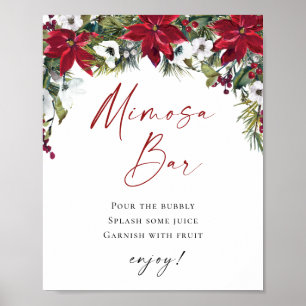 Póster Elegante Boda de bar de poinsettia roja Mimosa