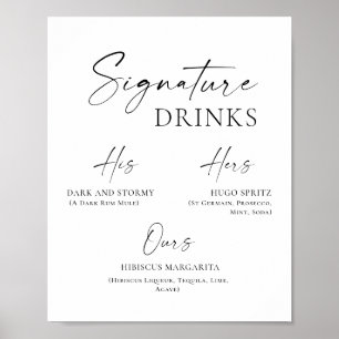 Póster Elegante Boda de bebidas Minimalistas simples