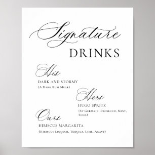 Póster Elegante Boda de bebidas Minimalistas simples