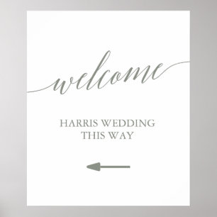 Póster Elegante Boda de bienvenida de la caligrafía verde