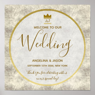 Póster Elegante Boda de Bienvenida de Oro
