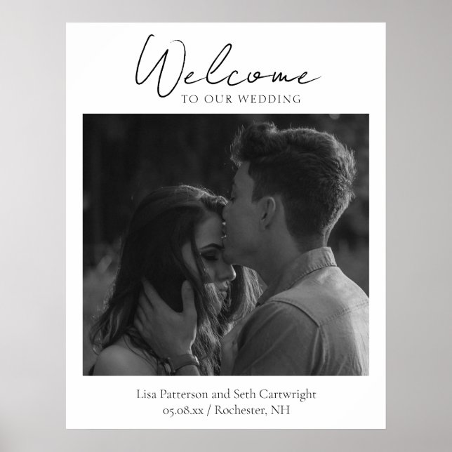 Póster Elegante Boda de bienvenida fotográfica clásica (Frente)