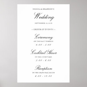 Póster Elegante Boda de bienvenida Orden de eventos Recep