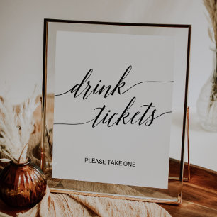 Póster Elegante Boda de caligrafía negra para bebidas